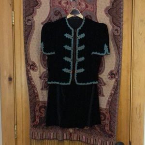 One of a kind roaring 20’s velvet suit blouse and skirt.